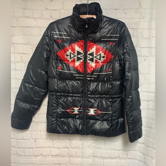 Lauren Ralph Lauren Active Black Aztec Western Down Puffer Jacket Size S - Picture 3 of 7